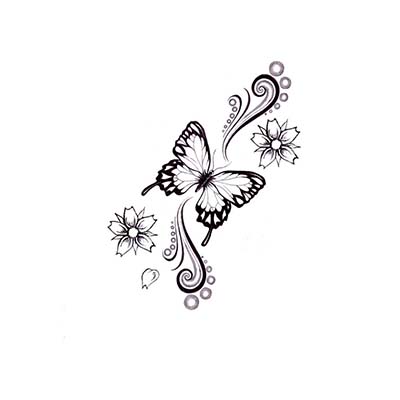 Butterfly With Flowers Stars Design Water Transfer Temporary Tattoo(fake Tattoo) Stickers NO.11062
